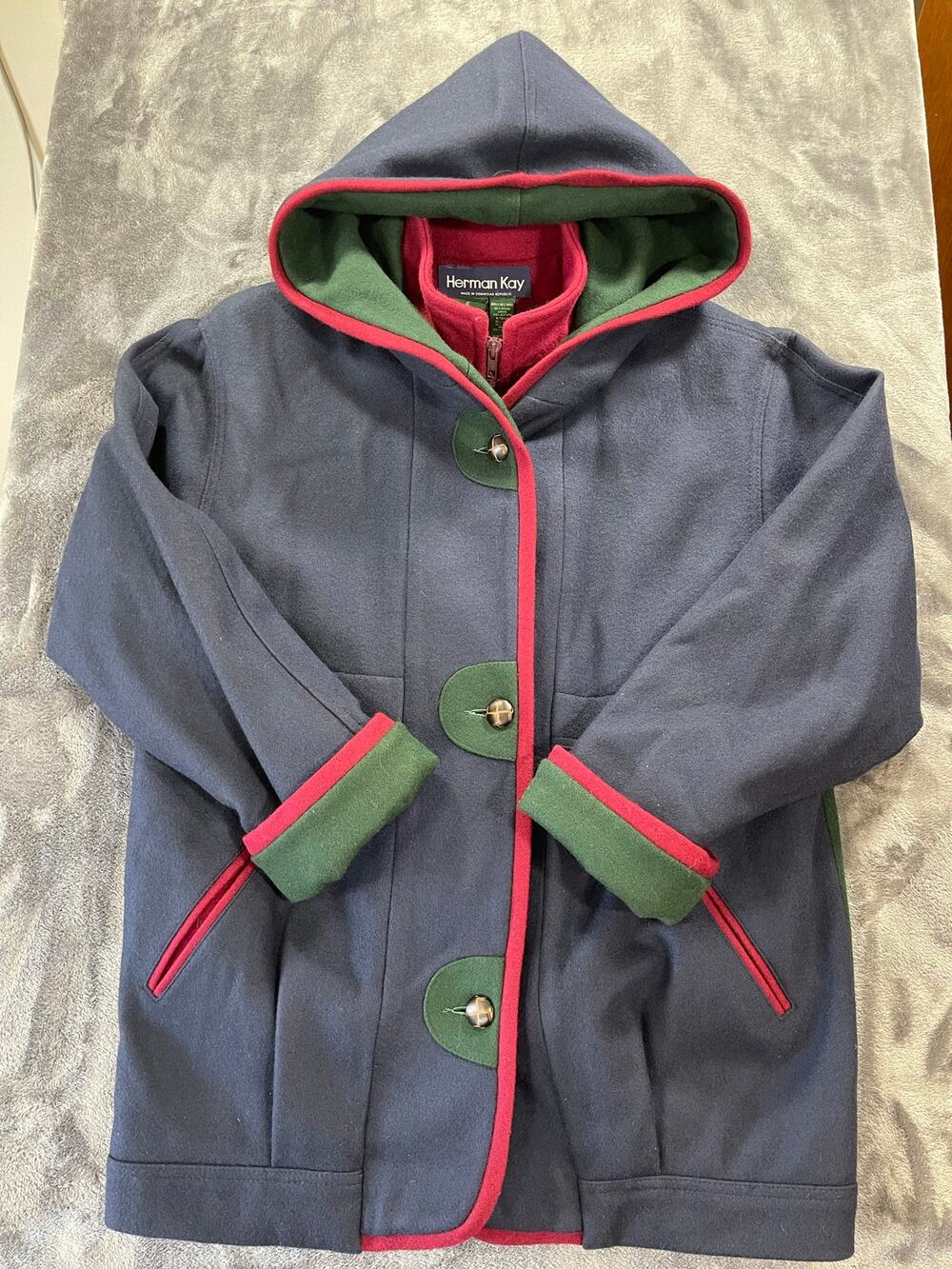 Vintage 90s Hooded Coat Wool Oversized Cabincore Vintage Ski Herman Kay